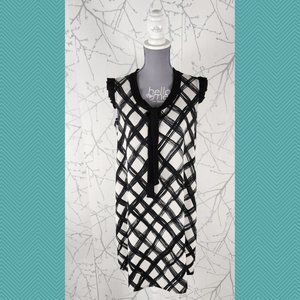 Giorgia & Johns Diamond Checks Tie Neck Dress